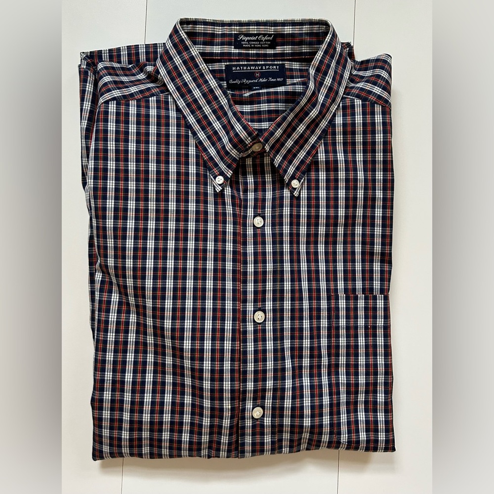 HATHAWAY SPORT PINPOINT OXFORD DRESS SHIRT XXL
